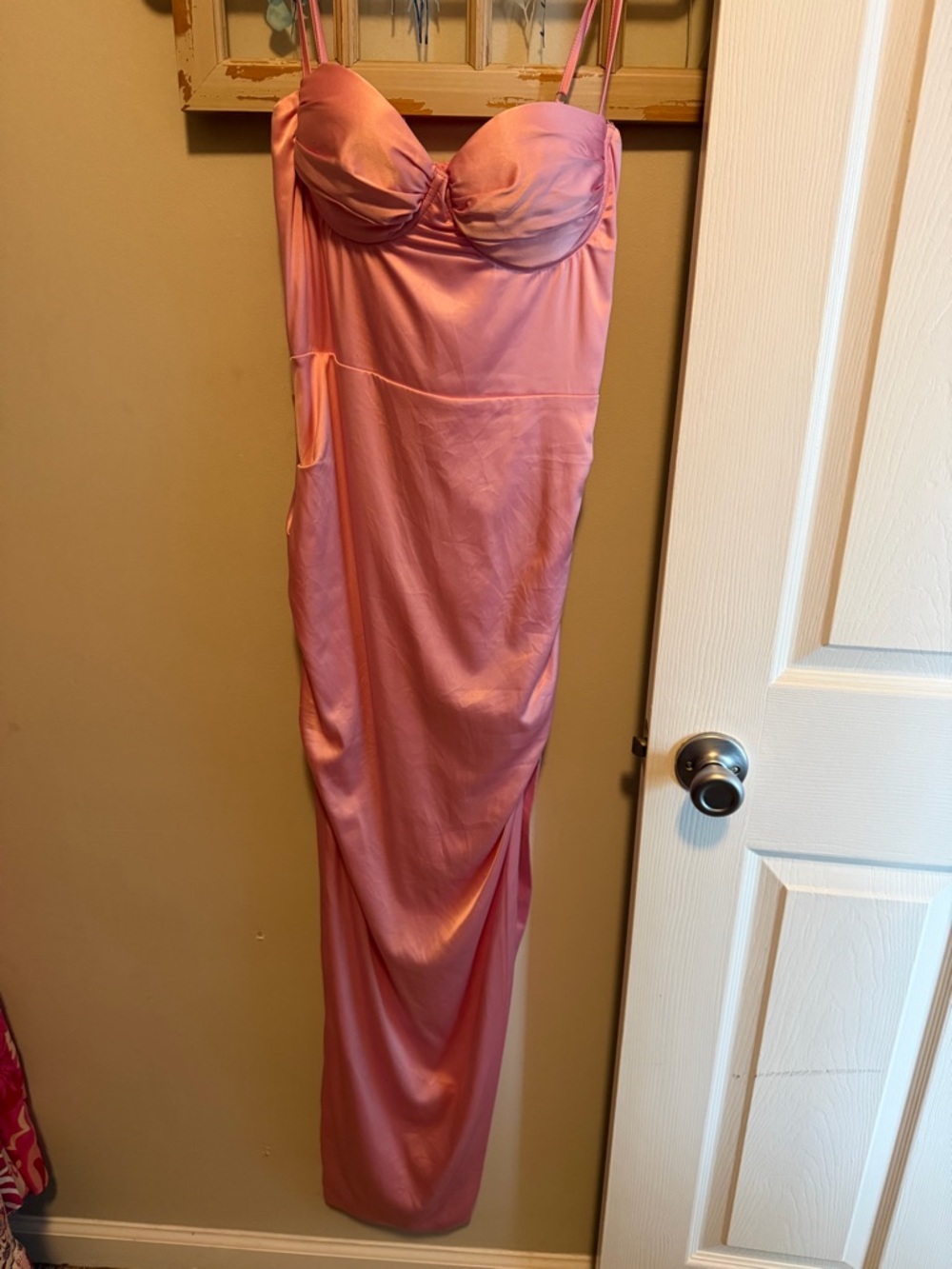 SHEIN Pink Satin Bustier Maxi Dress